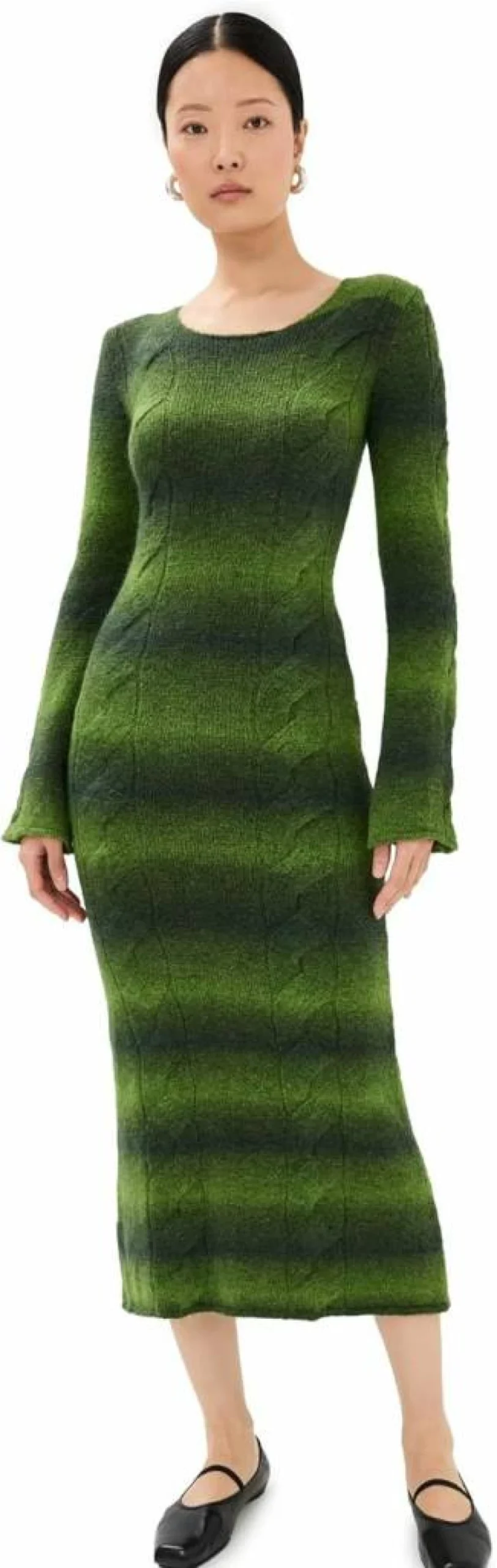 ALOHAS Women's Trenza Green Tricot Maxi Dress - Sustainable Summer Long Dress