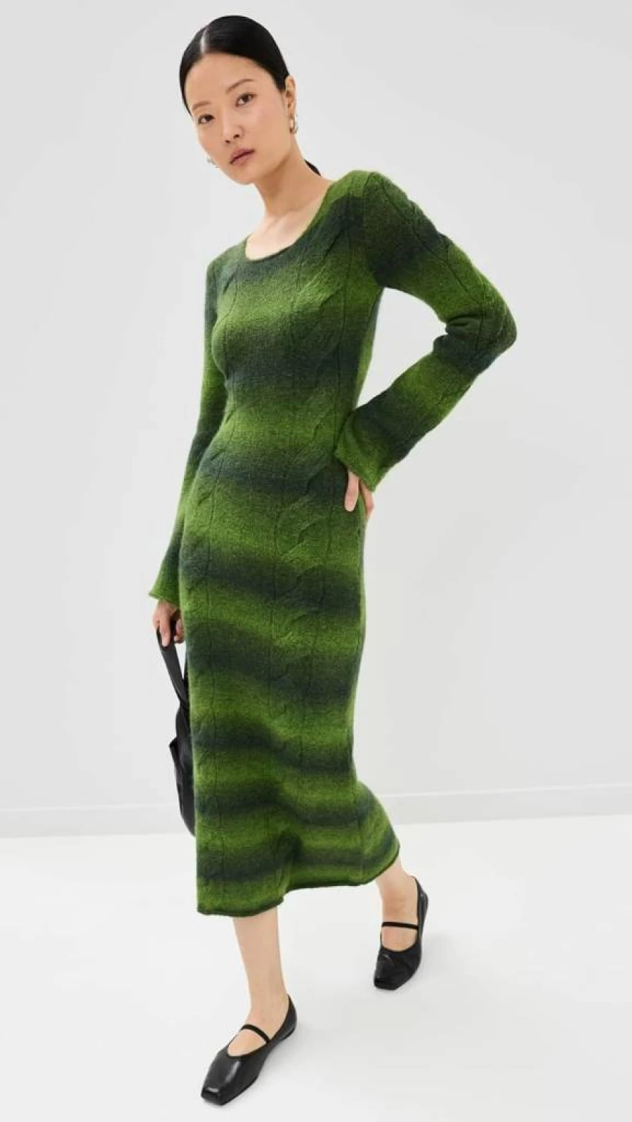 ALOHAS Women's Trenza Green Tricot Maxi Dress - Sustainable Summer Long Dress