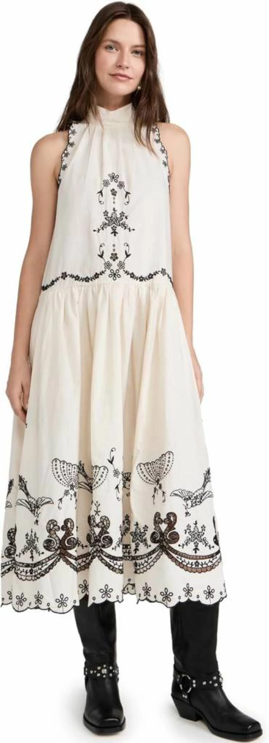 Sea Women's Kingsley Embroidered Sleeveless Summer Dress - Floral Beach Tank Dress