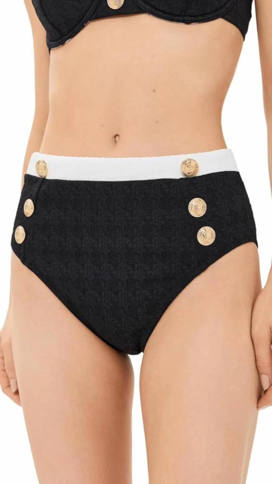 L'AGENCE Women's Vanessa High Waisted Bikini Bottoms - Colorblock Swimwear Chic Design