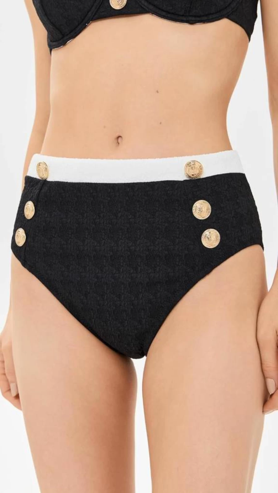 L'AGENCE Women's Vanessa High Waisted Bikini Bottoms - Colorblock Swimwear Chic Design