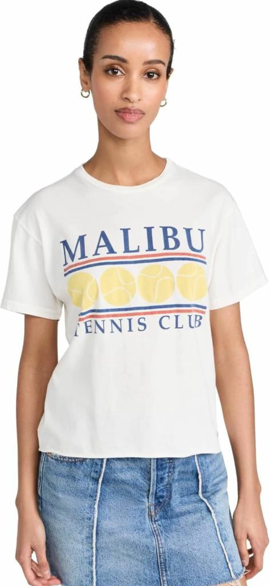 Original Retro Brand Women's Malibu Tennis Tee - Vintage Style Comfort Fit Short Sleeve Top