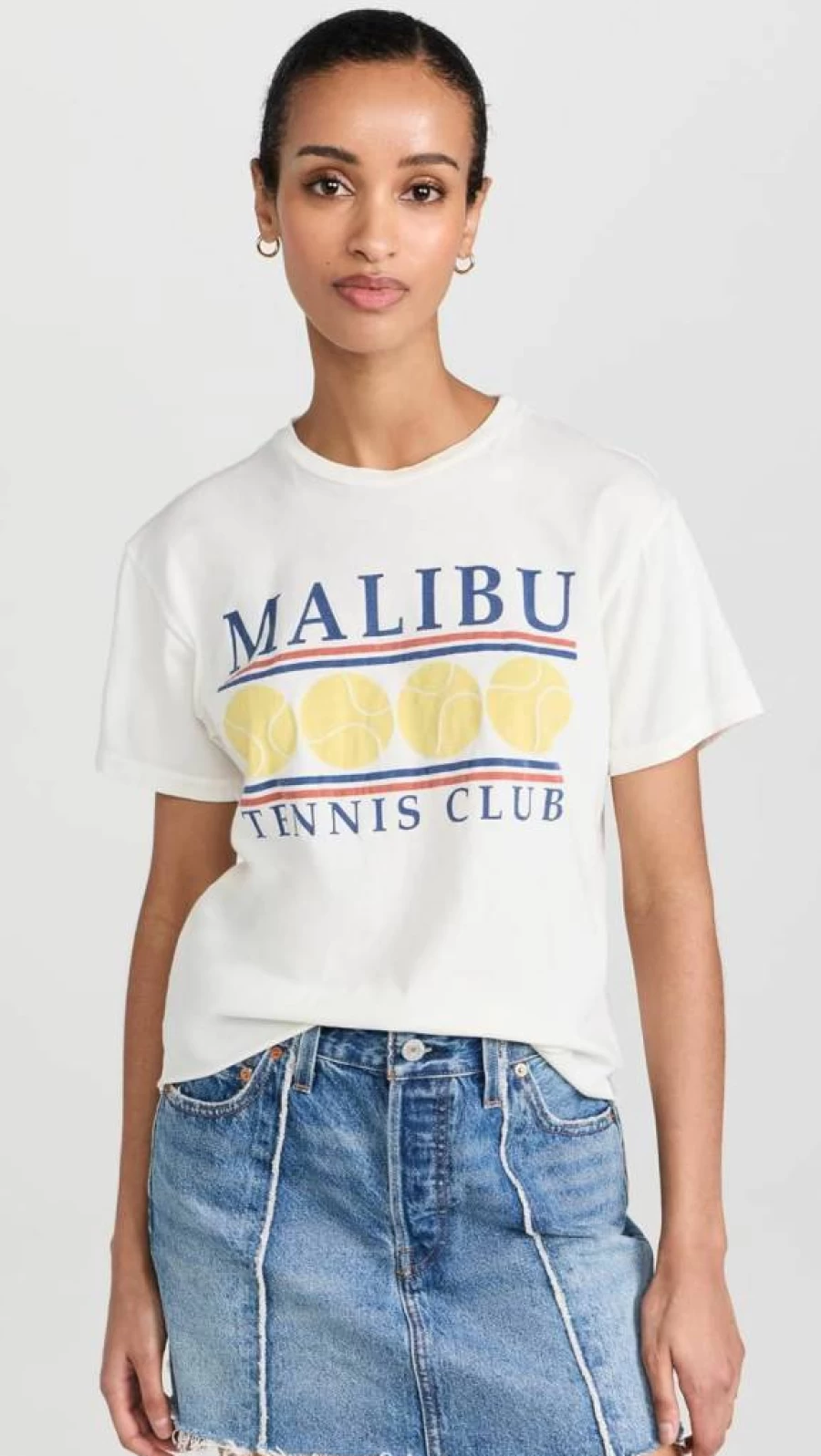 Original Retro Brand Women's Malibu Tennis Tee - Vintage Style Comfort Fit Short Sleeve Top