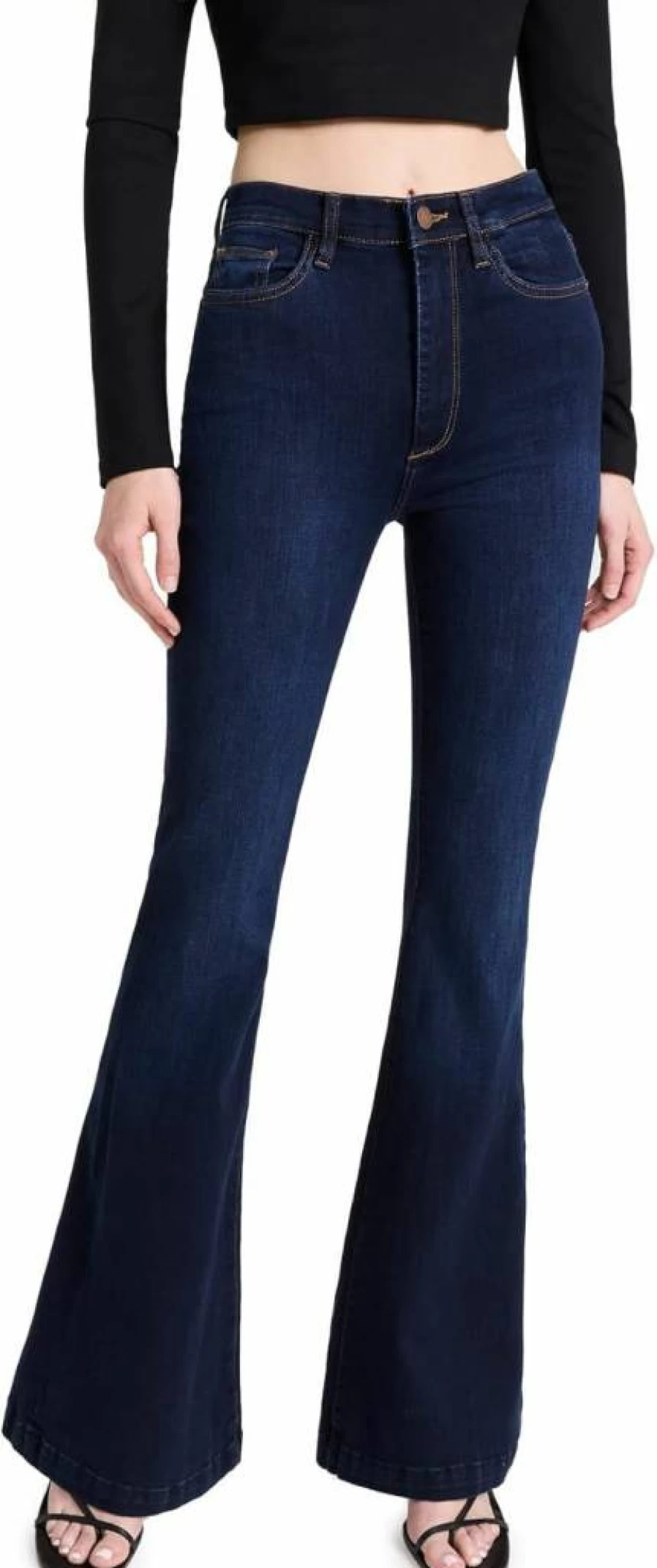 DL1961 Women's Rachel Ultra High Rise Flare Jeans - Stretch Denim Bootcut Pants for Women