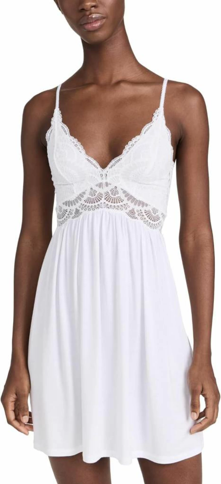 Eberjey Women's Mariana Chemise Sleepwear - Soft Lace Trim Nightgown & Comfortable Slip Dress