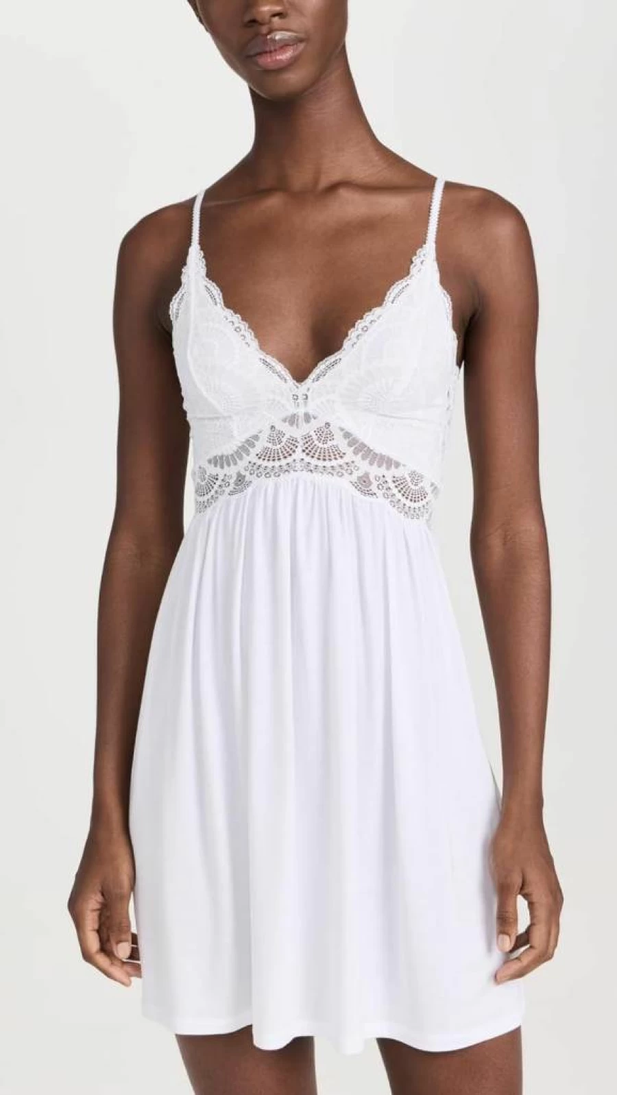 Eberjey Women's Mariana Chemise Sleepwear - Soft Lace Trim Nightgown & Comfortable Slip Dress
