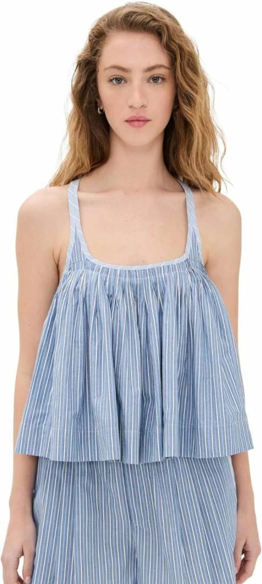 Sea Women's Helmi Striped Shirt Tank Top - Casual Summer Cotton Blend Sleeveless Blouse