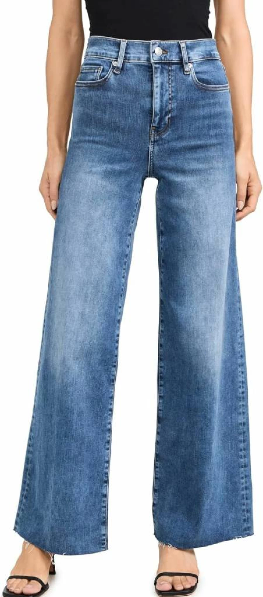 FRAME Women's High-Waisted Slim Palazzo Raw Hem Frayed Jeans