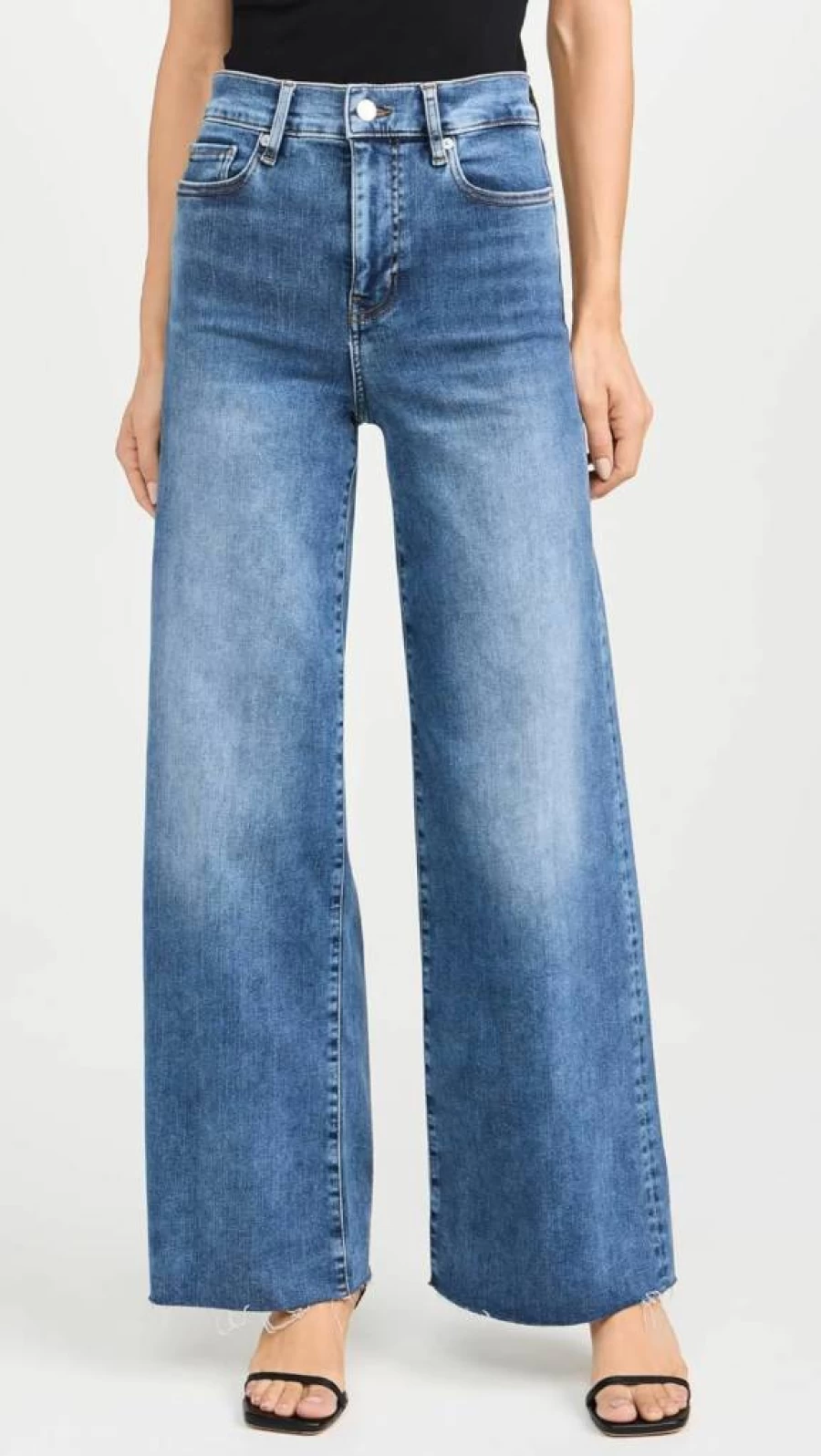 FRAME Women's High-Waisted Slim Palazzo Raw Hem Frayed Jeans