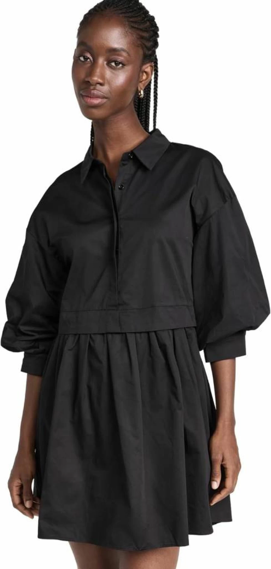 English Factory Women's Mini Dress with Puff Sleeves - Elegant Summer T-Shirt Dress