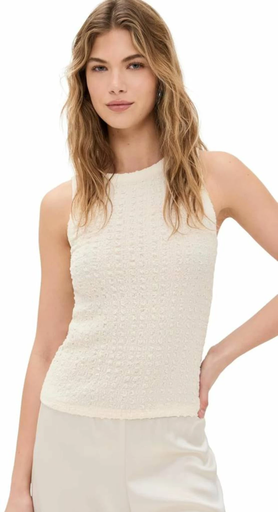 Enza Costa Women's Puckered Sheath Tank Top - Stylish Fitted Blouse for Casual Wear
