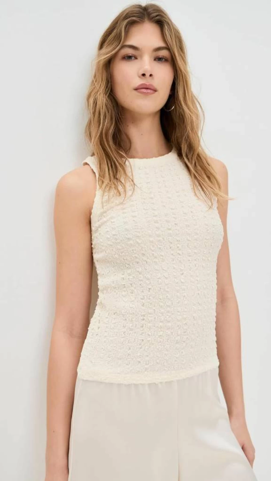 Enza Costa Women's Puckered Sheath Tank Top - Stylish Fitted Blouse for Casual Wear
