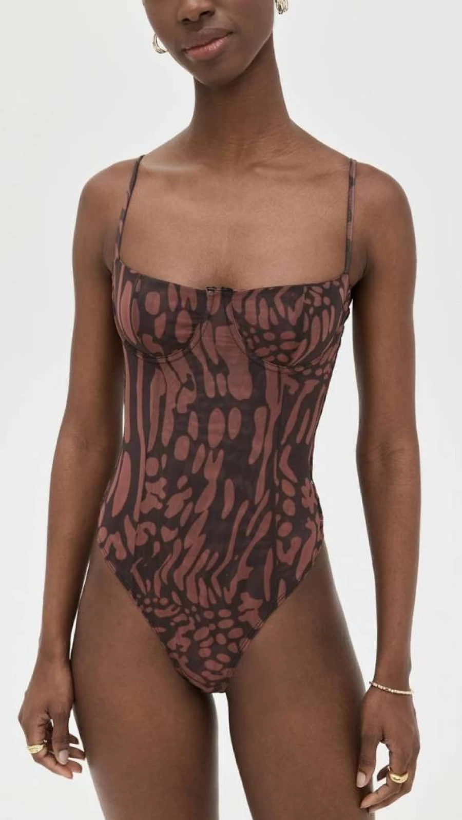 Good American Women's Mesh Bustier Bodysuit - Sexy Thong Lingerie for Women