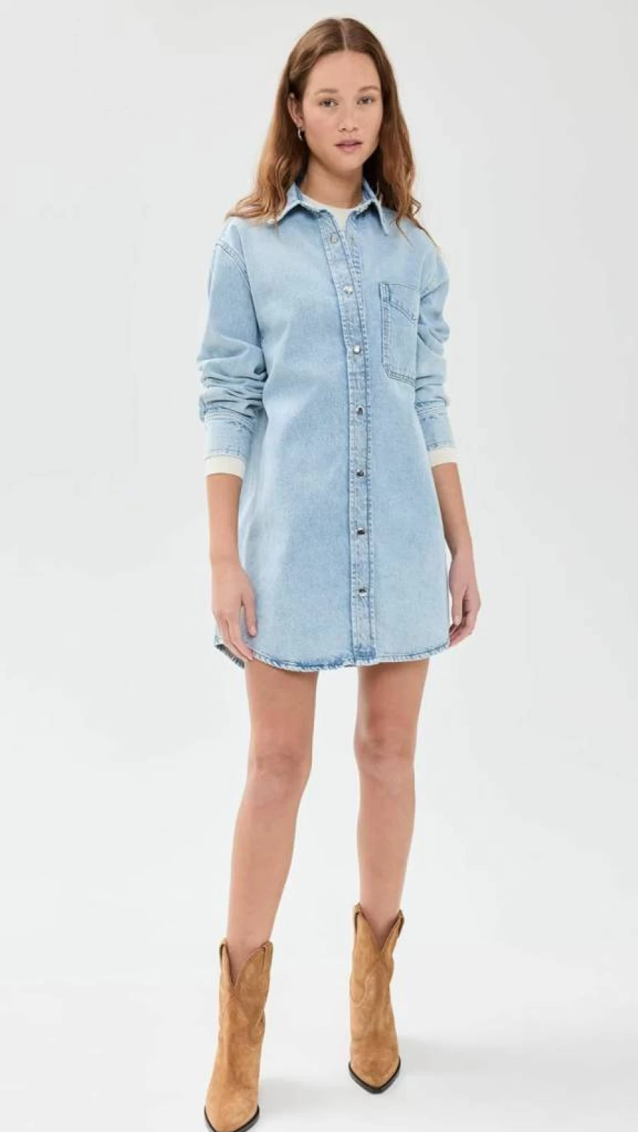 FRAME Women's Shirt Dress - Classic Cotton Button-Down Midi Dress