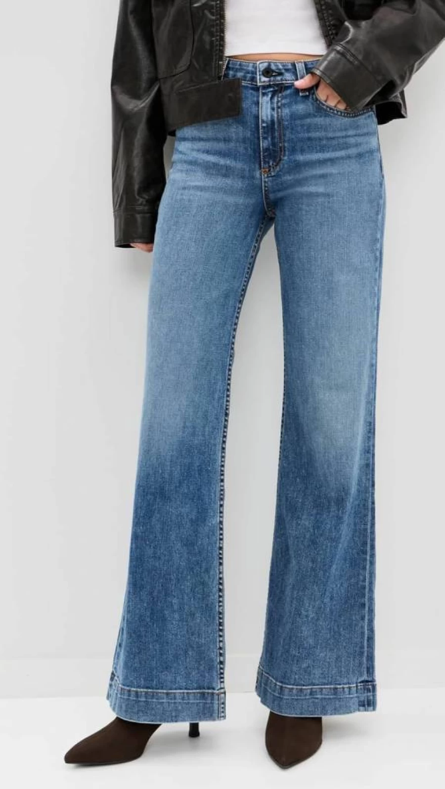 ASKK NY Women's High-Waisted Juniper Wide Leg Jeans - Stretchy Denim Pants for Casual Comfort