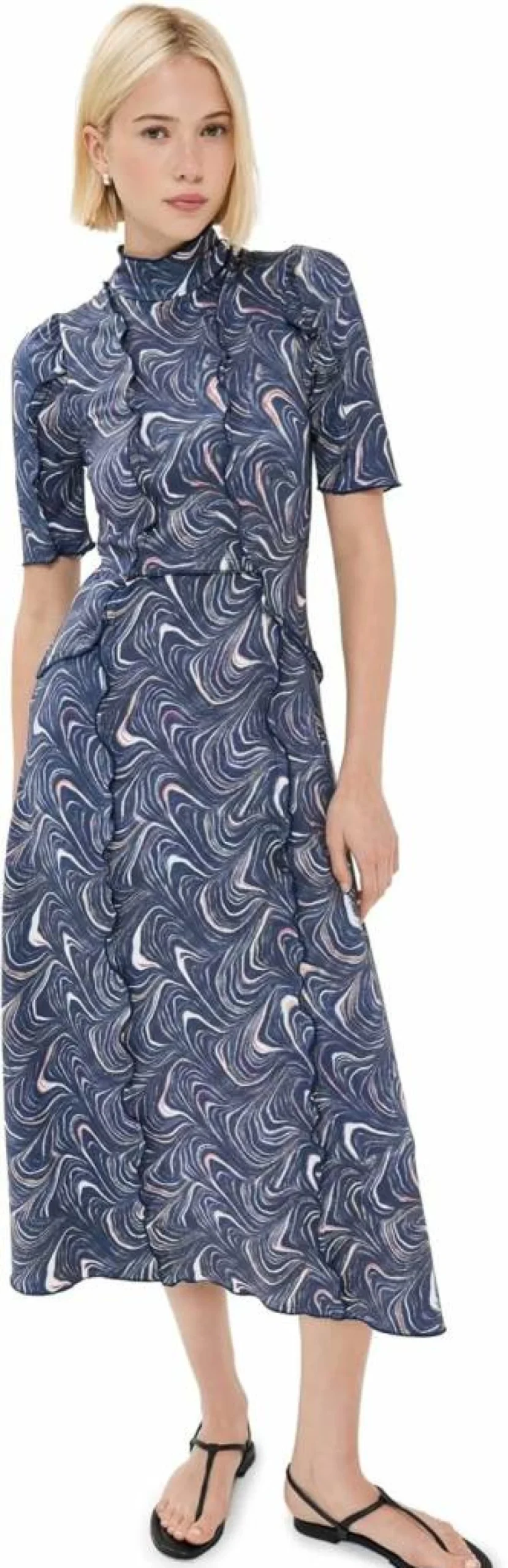 Sea Women's Amara Marble Print Dress - Elegant Flowy Summer Dress with Unique Marble Design