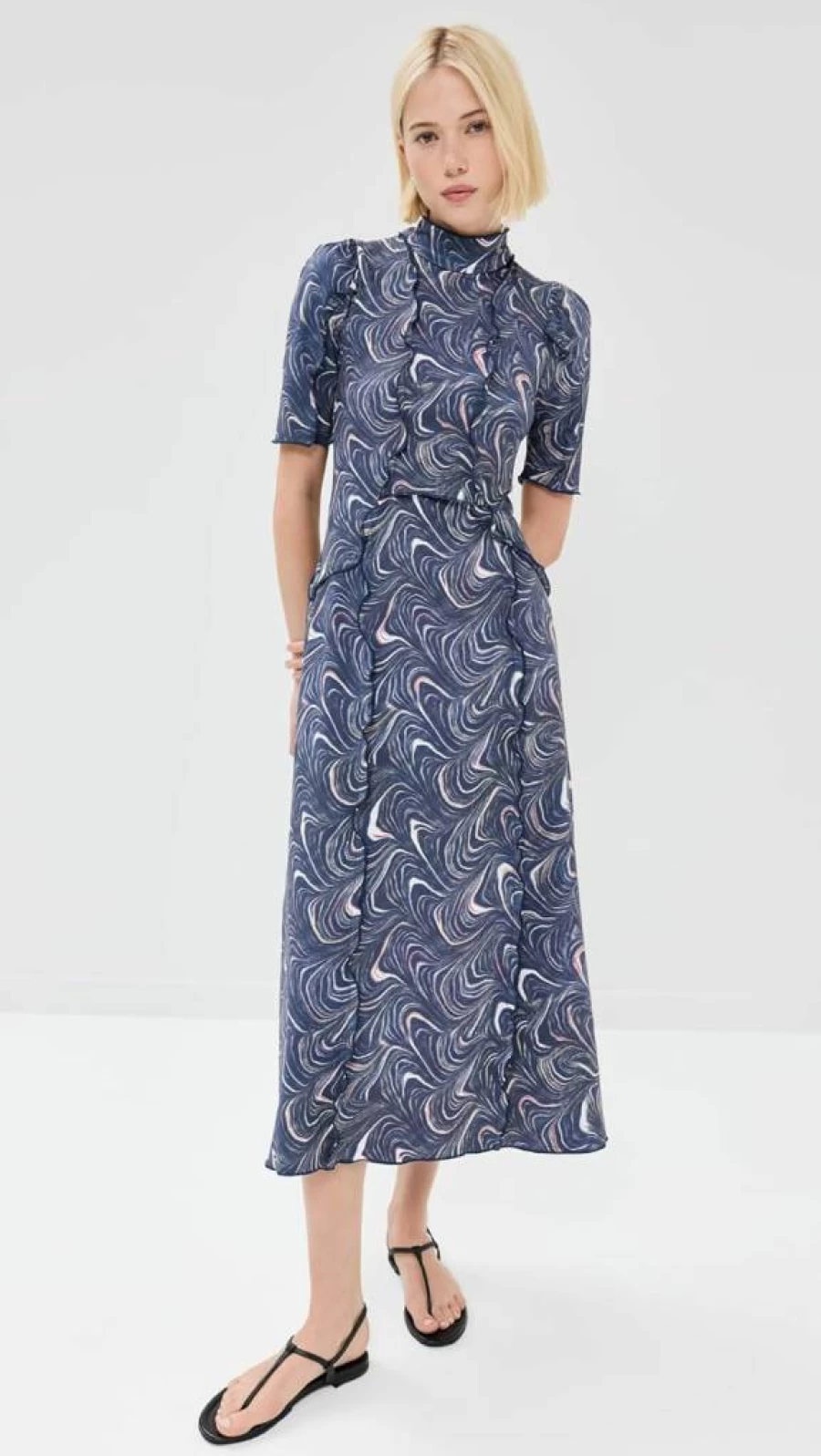 Sea Women's Amara Marble Print Dress - Elegant Flowy Summer Dress with Unique Marble Design
