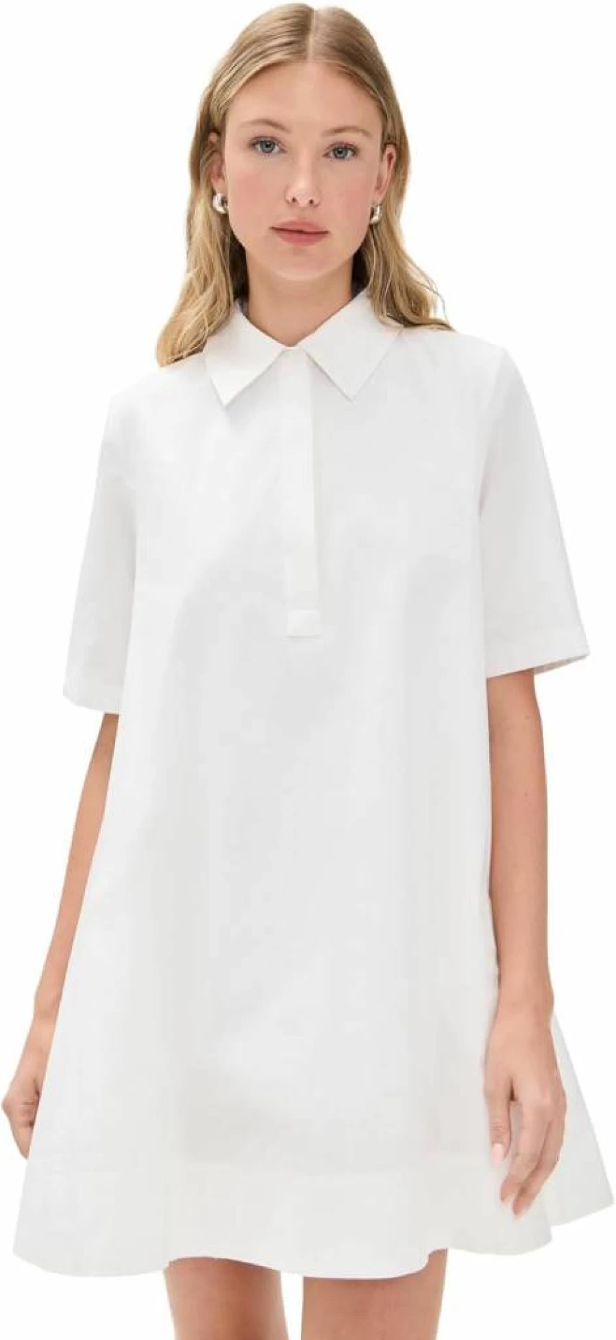 English Factory Women's A-Line Short Sleeve Shirt Dress - Casual Summer Flowy Tunic Dress