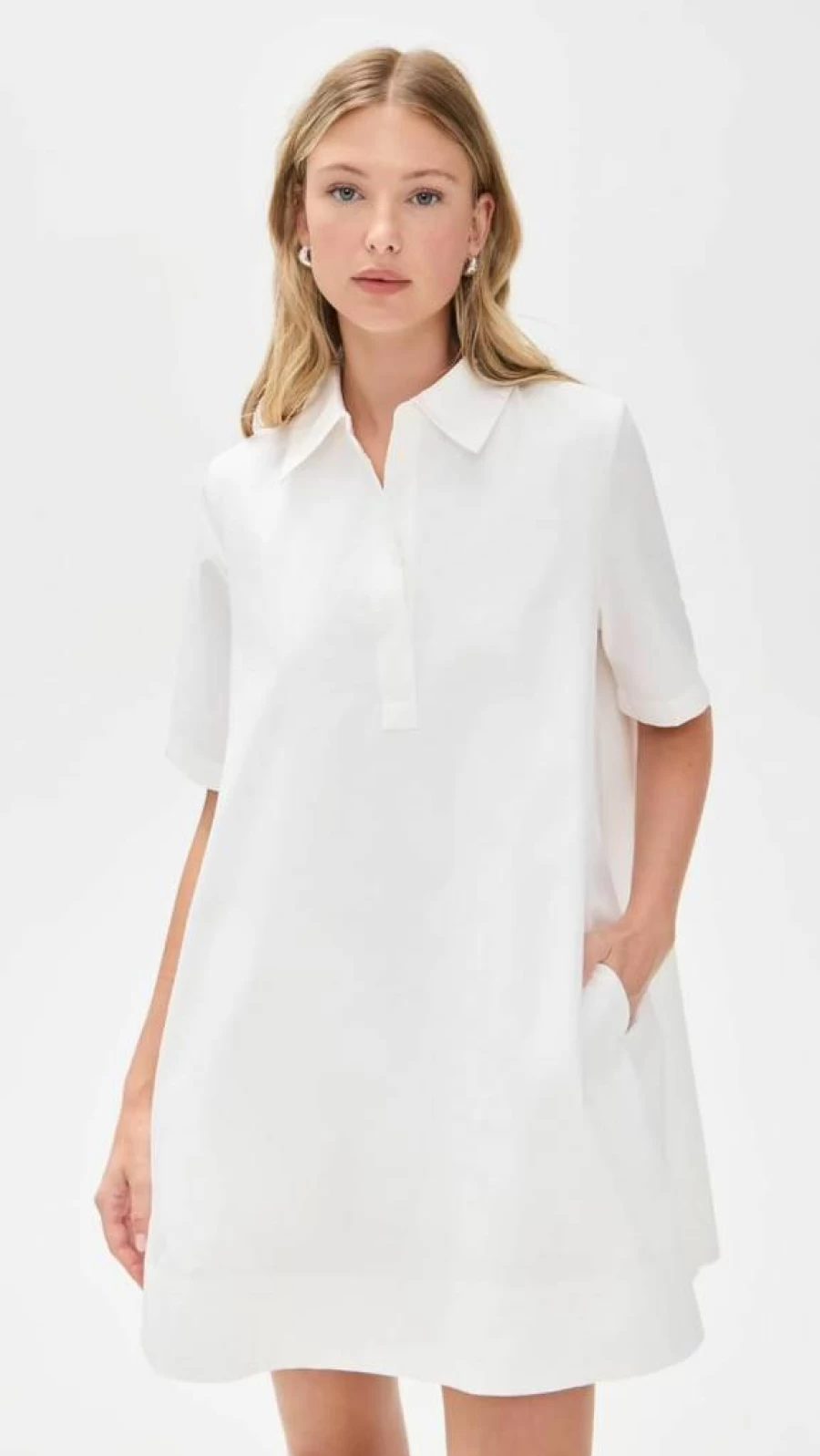 English Factory Women's A-Line Short Sleeve Shirt Dress - Casual Summer Flowy Tunic Dress