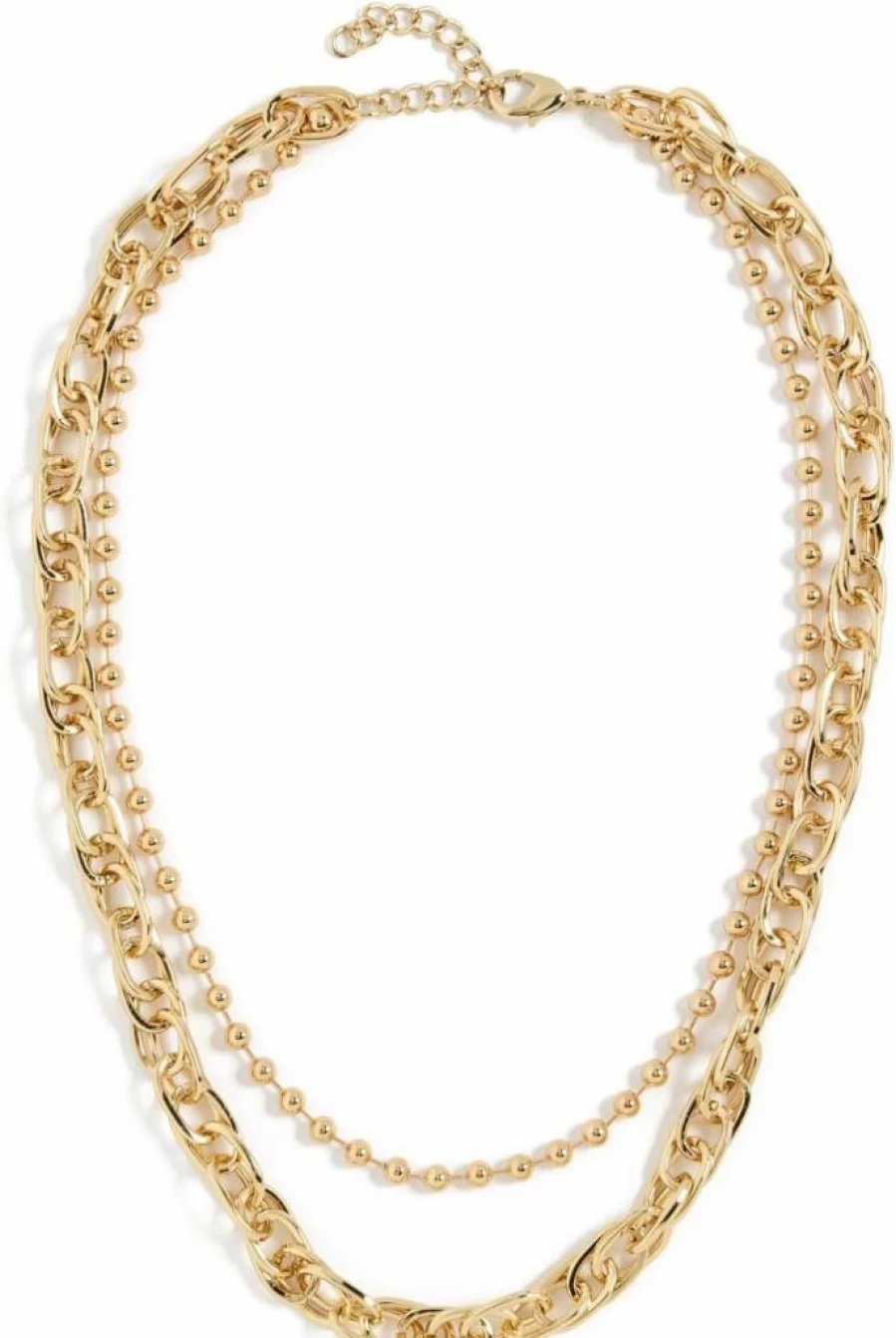 Argento Vivo Women's Chunky Multi-Layer Paperclip Ball Chain Necklace - Trendy Layered Statement Jewelry