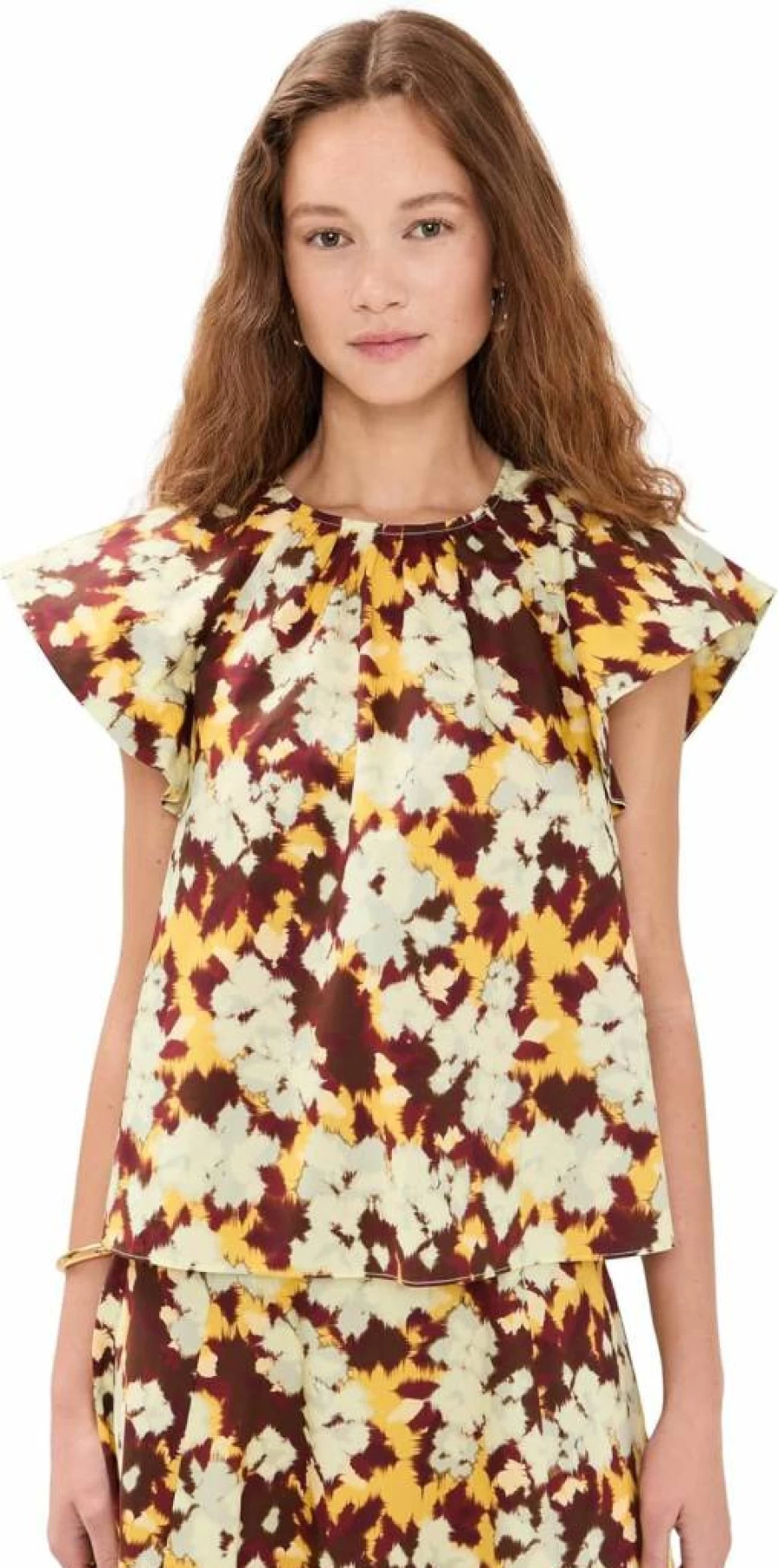 Ulla Johnson Women's Rumi Top: Floral Embroidered Blouse with V-Neck and Puff Sleeves