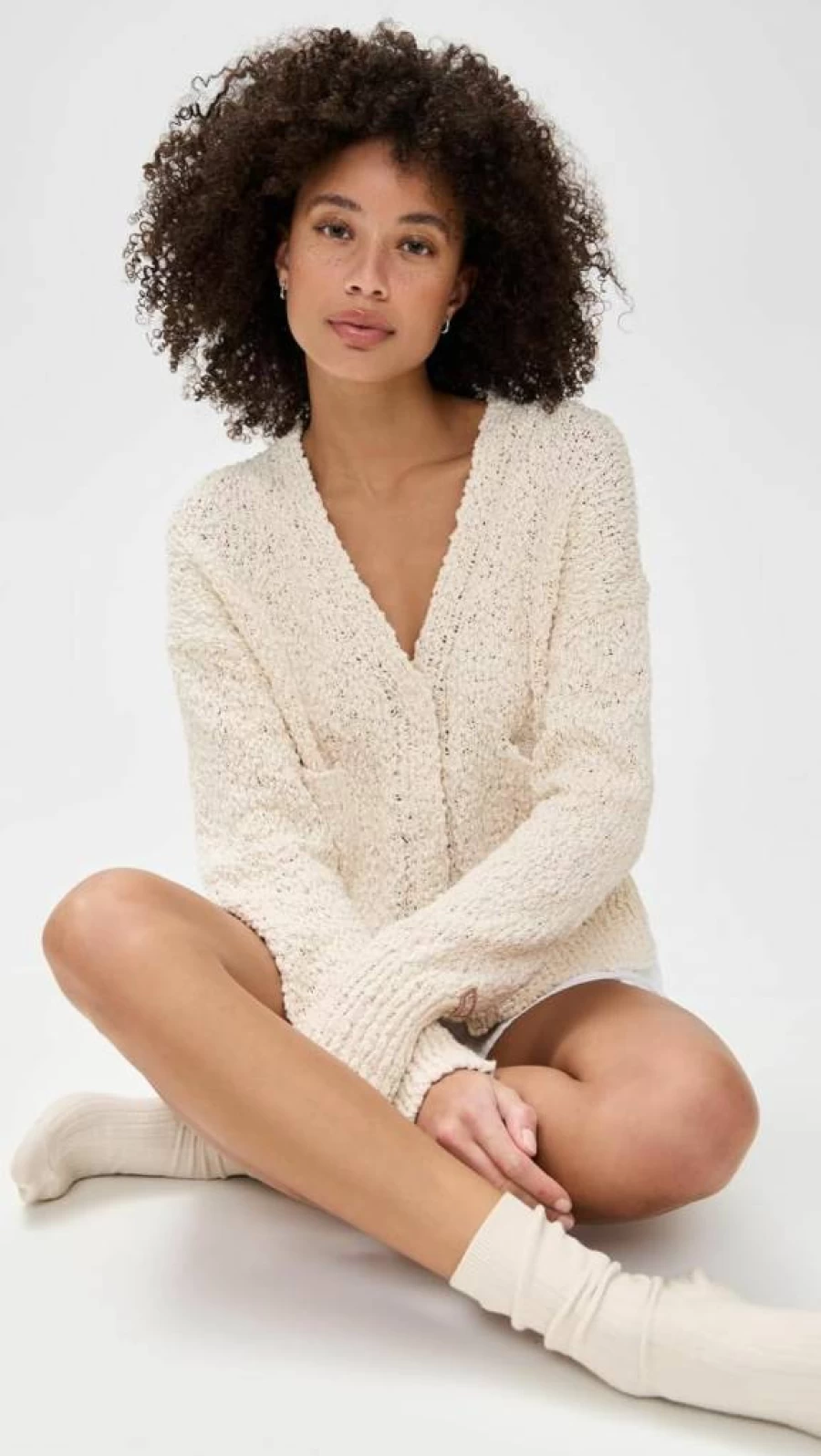 Lunya Women's Soft Textured Cotton Cardigan with Snap Front Closure