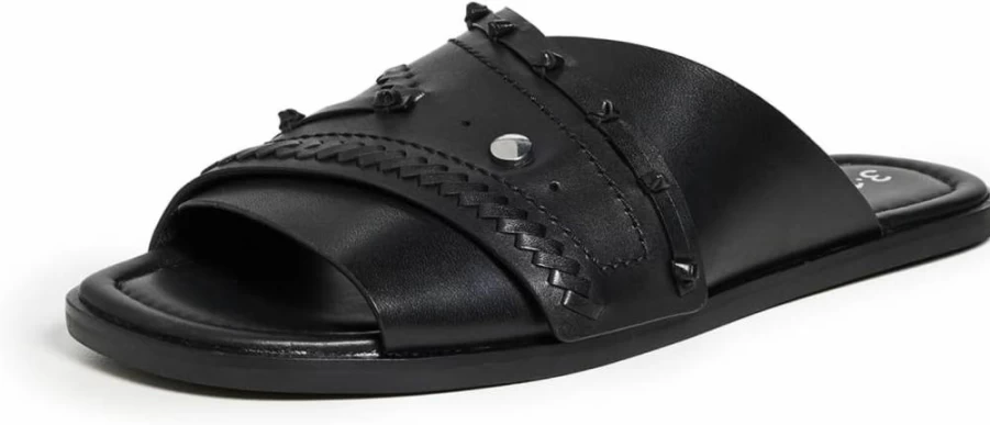3.1 Phillip Lim Women's Leather Crossover Flat Slides - Comfortable Designer Sandals