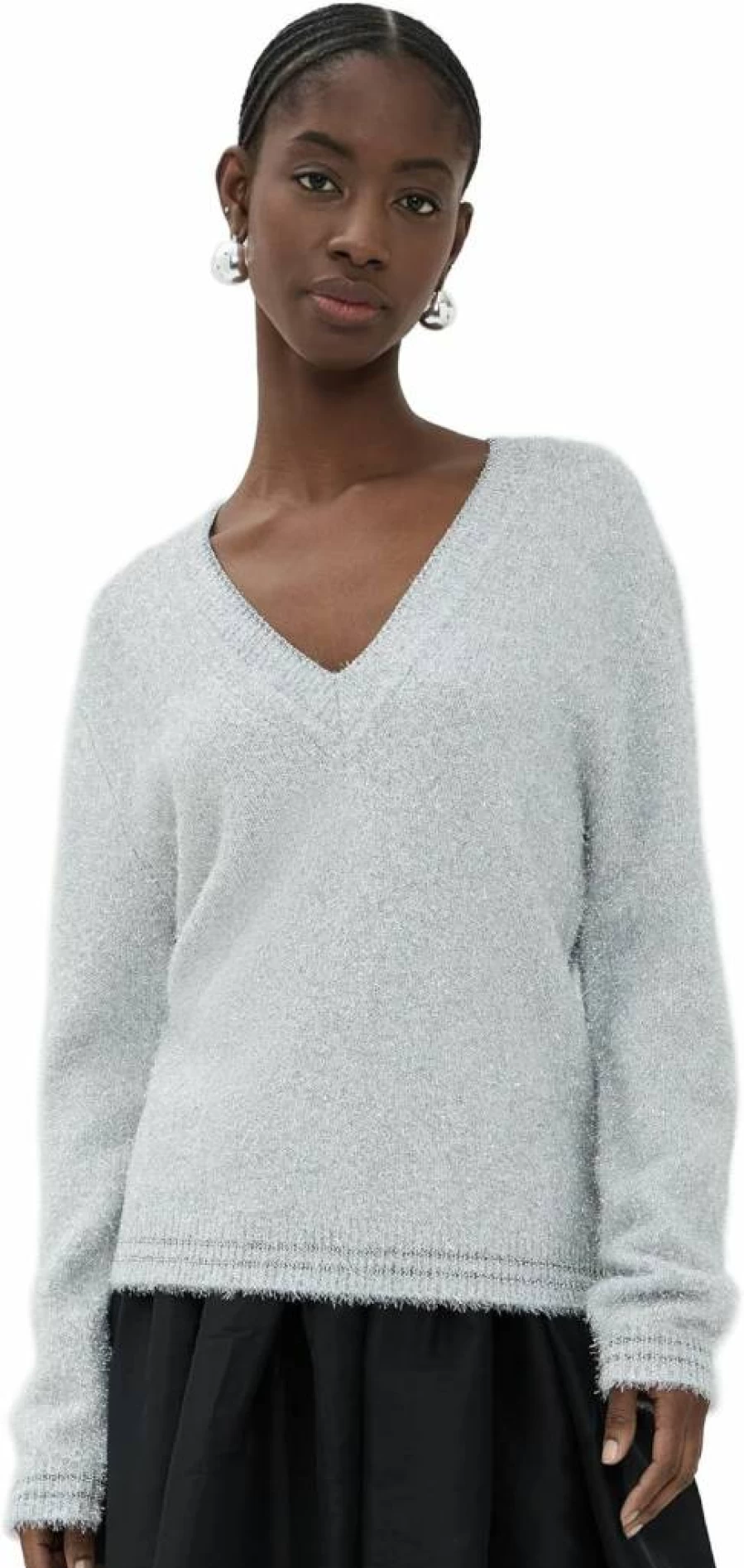 Le Superbe Women's Celestial V-Neck Knit Sweater - Soft Cozy Pullover Top