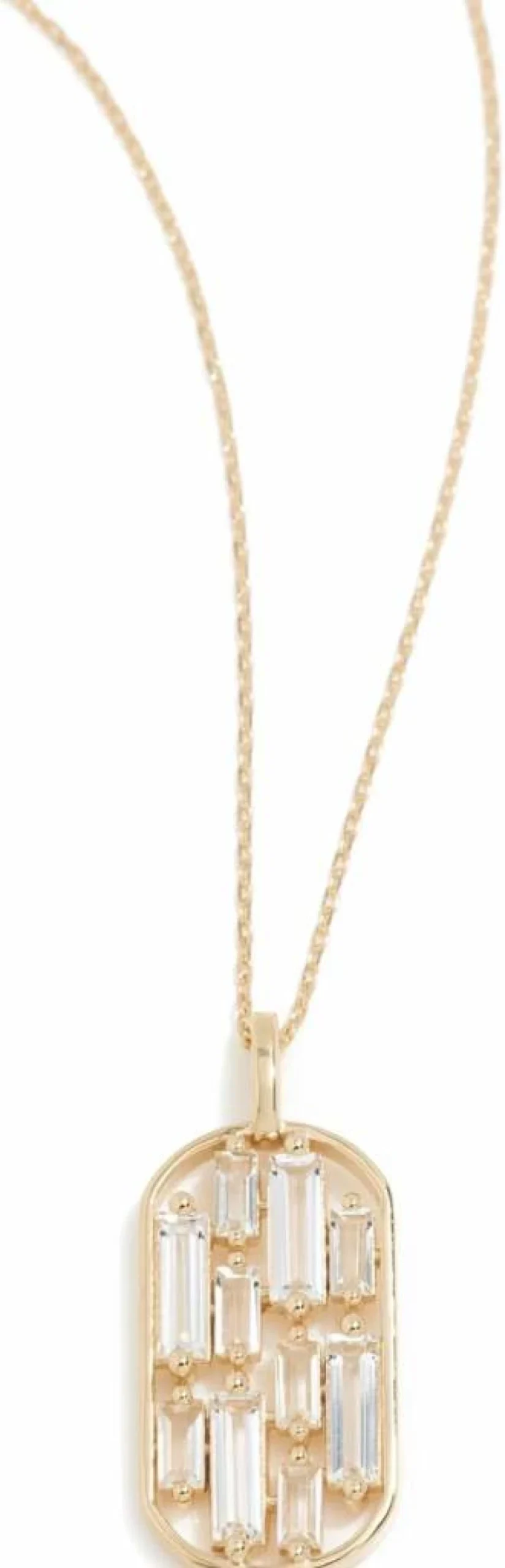 Suzanne Kalan 14K Yellow Gold Whitetopaz Dog Tag Pendant for Women