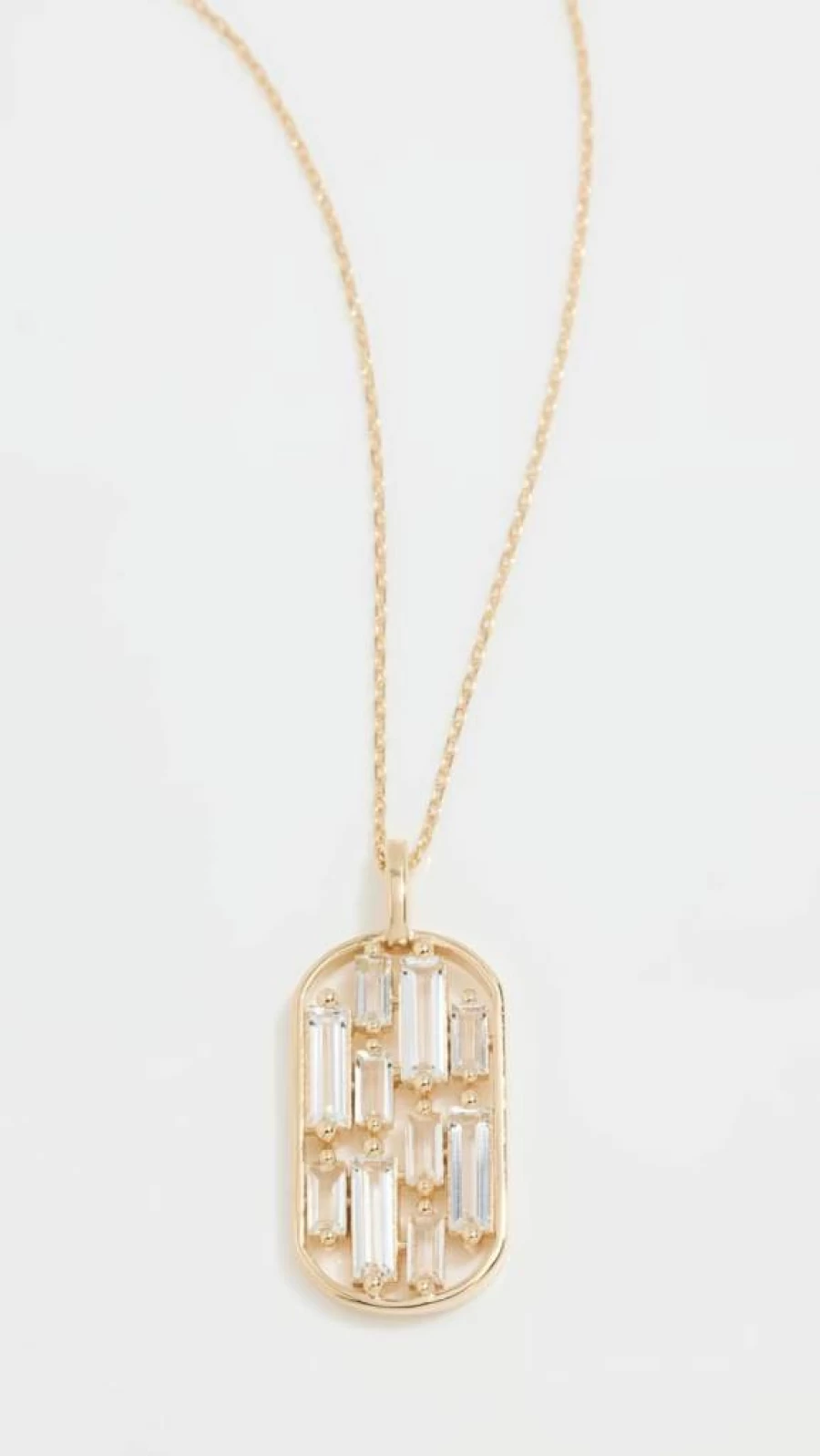 Suzanne Kalan 14K Yellow Gold Whitetopaz Dog Tag Pendant for Women