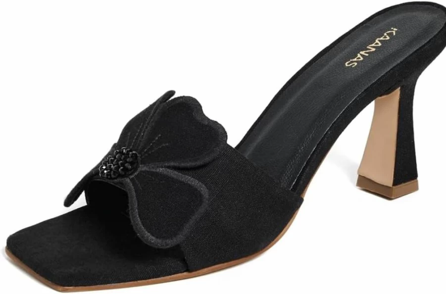 KAANAS Women's Flower Applique High Heel Sandals - Dune By Lun Elegant Party Shoes