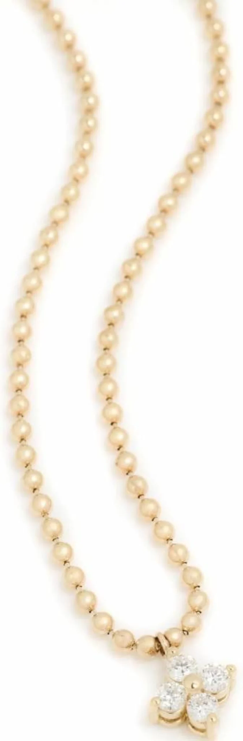 ZOE CHICCO 14K Gold Diamond Pendant Necklace with Quad Prong Setting and Bead Chain for Women