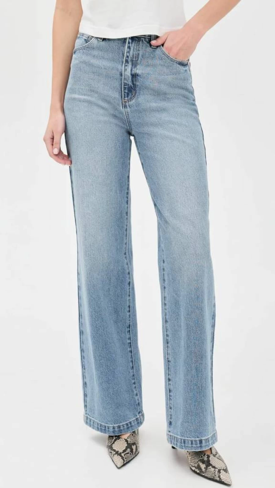 ABRAND Women's Wide-Leg Jeans - 94% Cotton Comfort Fit Denim Pants