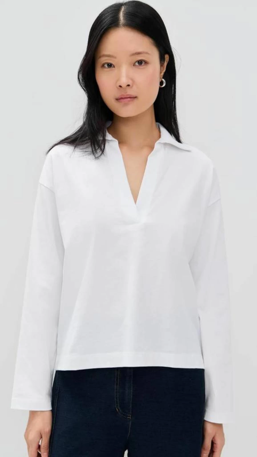 Vince Women's Classic Long Sleeve Polo Shirt - Timeless Casual Comfort Top