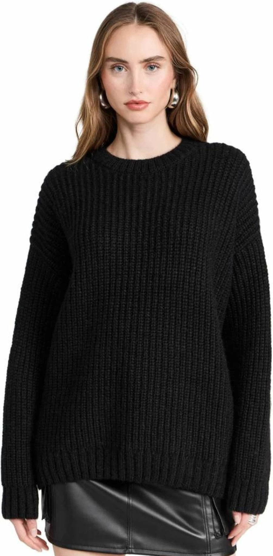 ANINE BING Women's Sydney Crewneck Sweater - Soft Knit Pullover Casual Comfort Fit