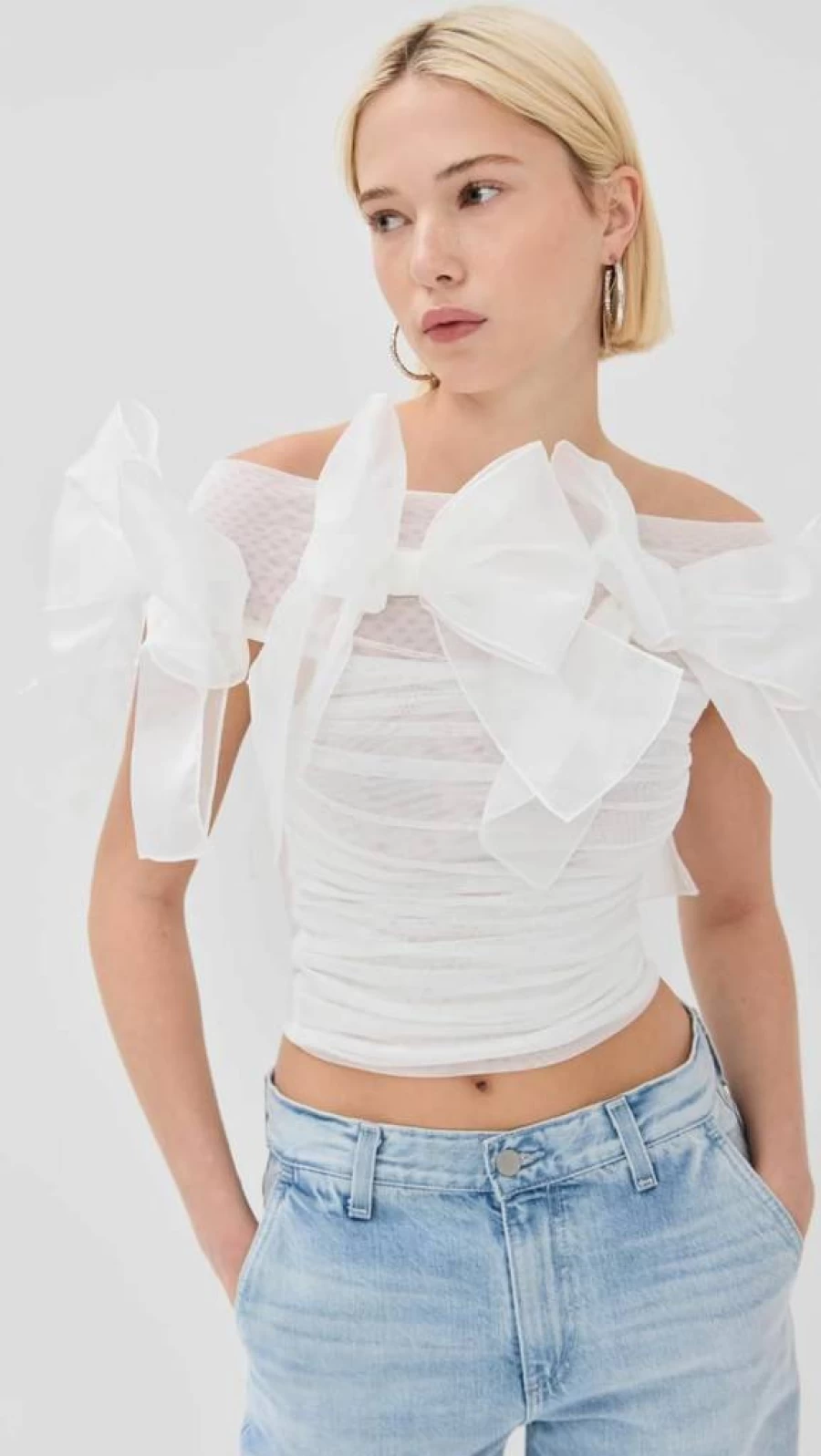 By Efrain Mogollon Women's Lace Organza Top - Elegant Sheer Blouse for Women