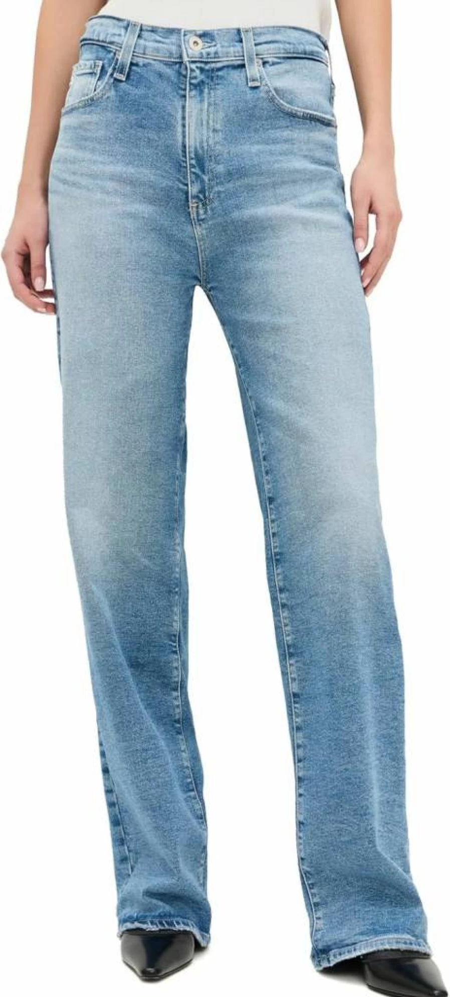AG Adriano Goldschmied Women's High Rise Barrel Jeans with Cuffed Hem - Mercer Fit Denim Pants