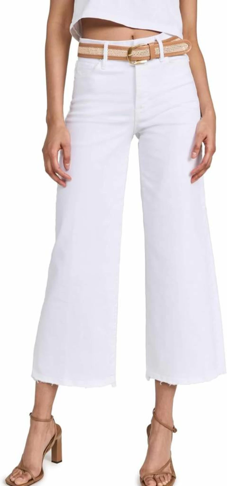 Good American Indigo737 Soft-Tech Cropped Palazzo Jeans for Women - High Waist Comfort Stretch Denim