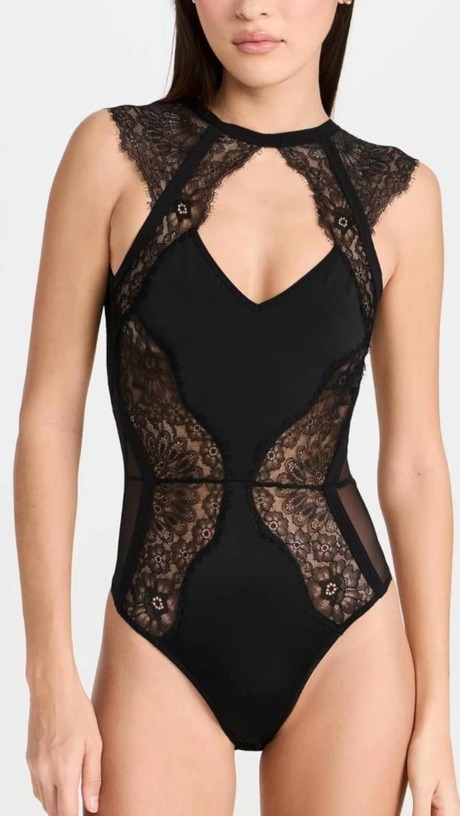 Thistle and Spire Women's Minna Lace Thong Bodysuit - Sexy Lingerie One-Piece