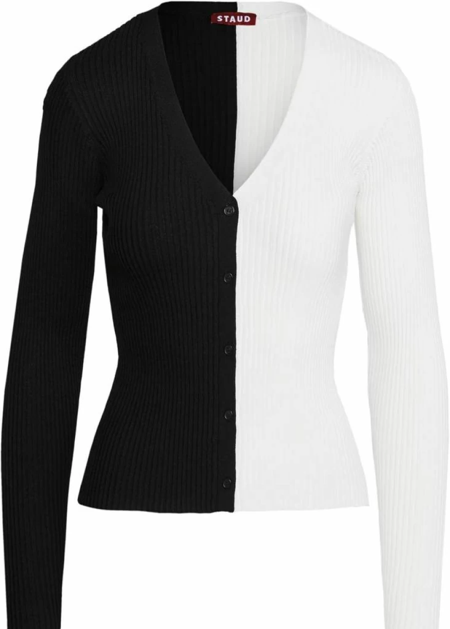 STAUD Women's Oversized Cargo Sweater | Chunknit Pullover with Utility Pockets