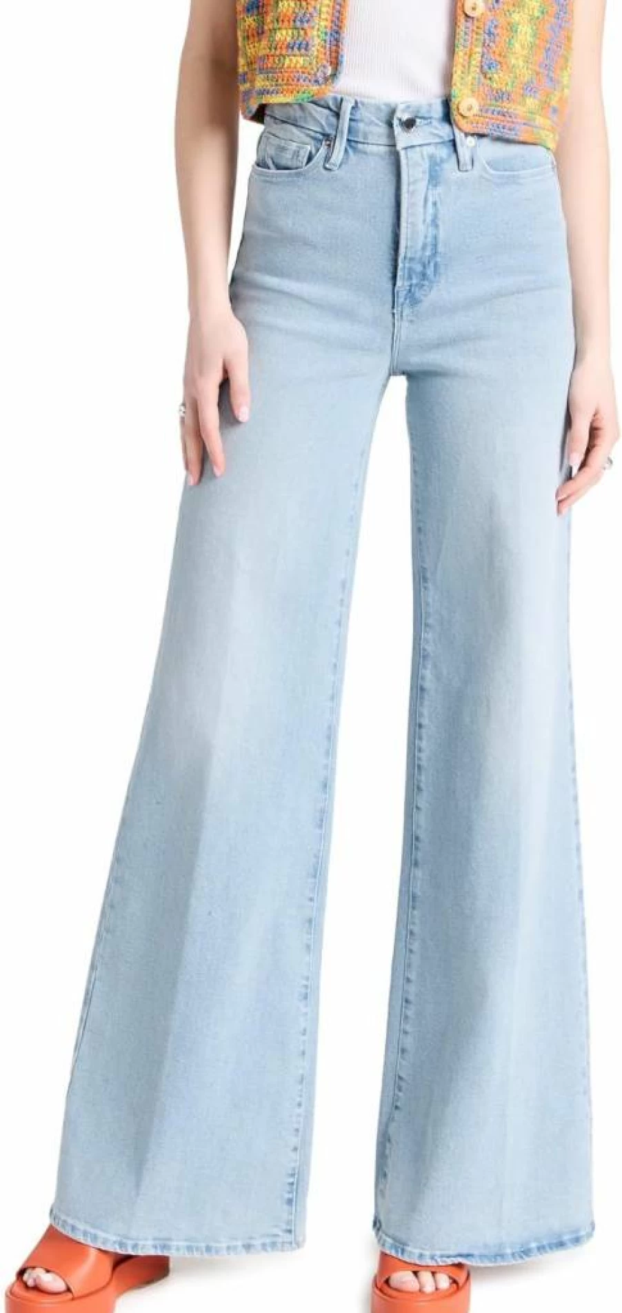 Good American Women's High-Waisted Palazzo Jeans - Stretch Comfort & Wide-Leg Fit