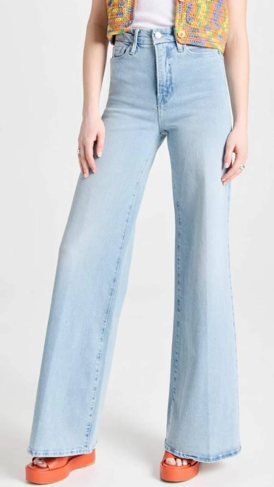 Good American Women's High-Waisted Palazzo Jeans - Stretch Comfort & Wide-Leg Fit