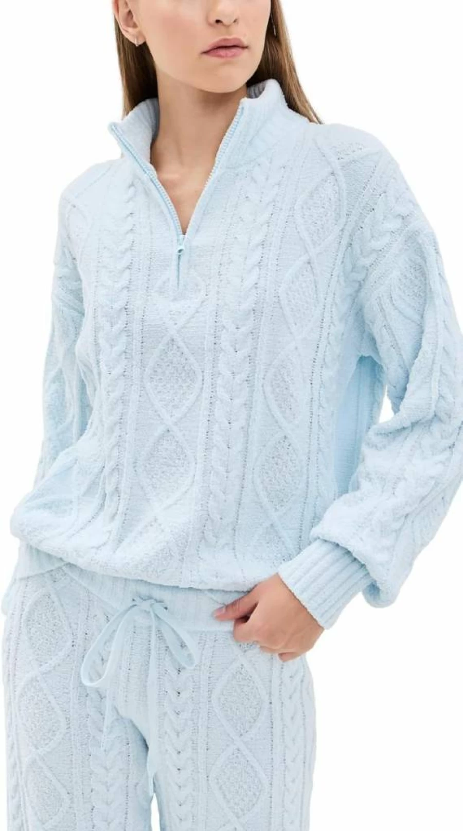 PJ Salvage Women's Cozy Cable Knit Long Sleeve Lounge Top for Comfort & Style
