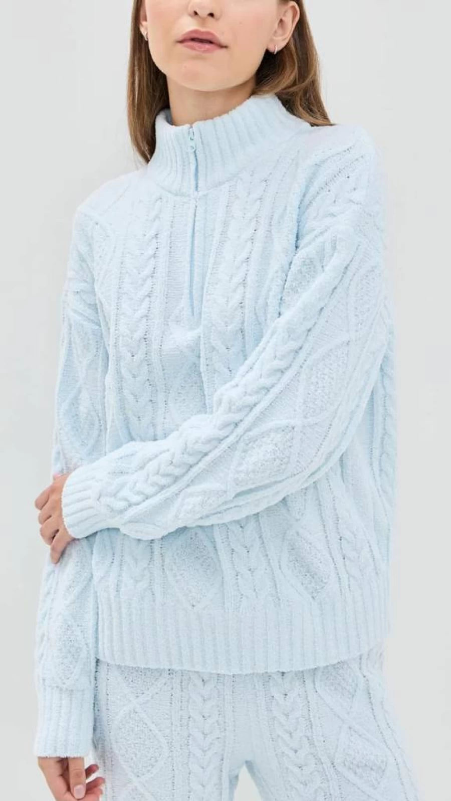 PJ Salvage Women's Cozy Cable Knit Long Sleeve Lounge Top for Comfort & Style