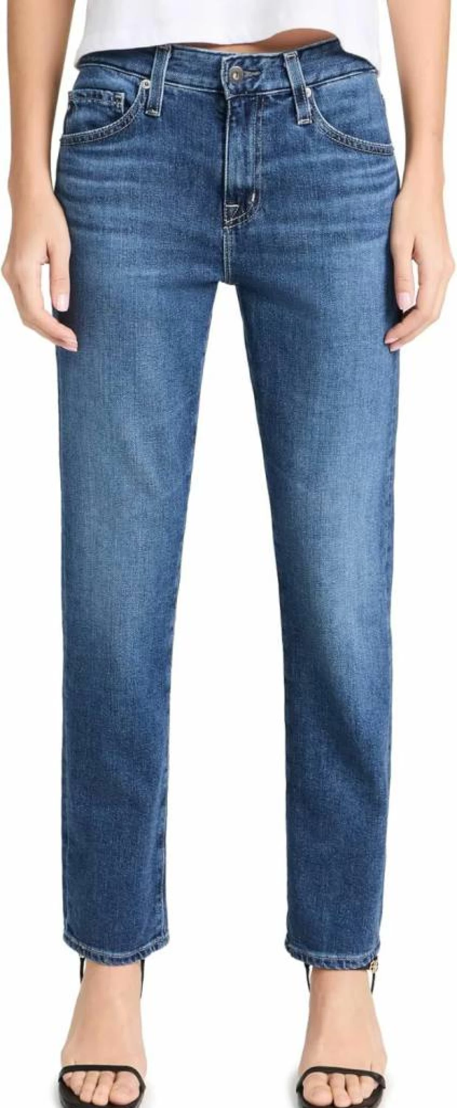 AG Adriano Goldschmied Women's Ex-Boyfriend Distressed High-Waisted Straight Leg Jeans