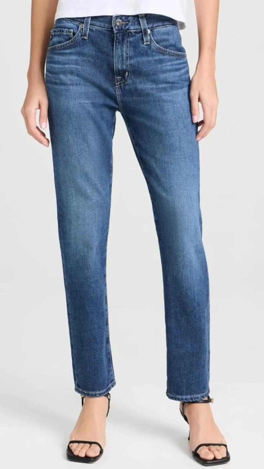 AG Adriano Goldschmied Women's Ex-Boyfriend Distressed High-Waisted Straight Leg Jeans