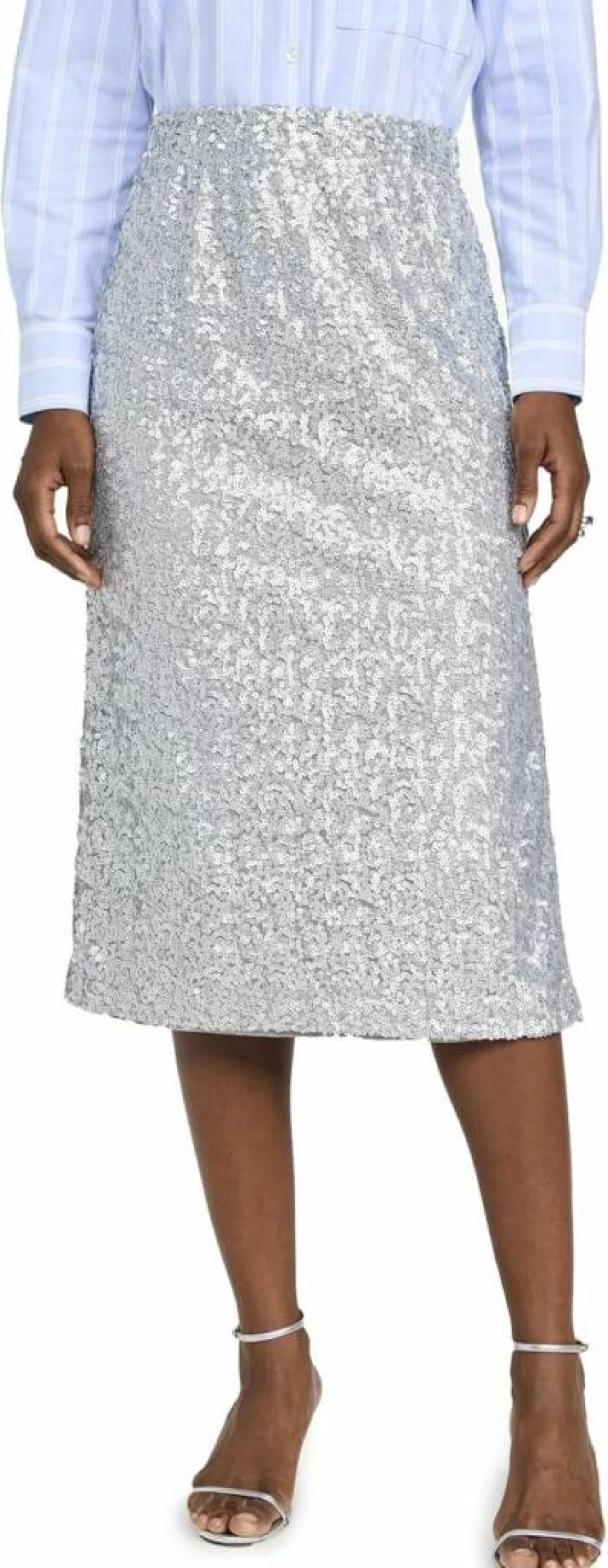 Stine Goya Women's Straight Midi Skirt - Elegant High Waist A-Line Denim Skirt for Women