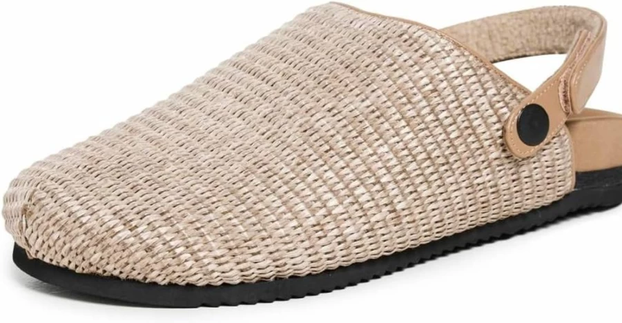 R0AM Women's Convertible Raffia Clogs - Comfortable Summer Slide Sandals