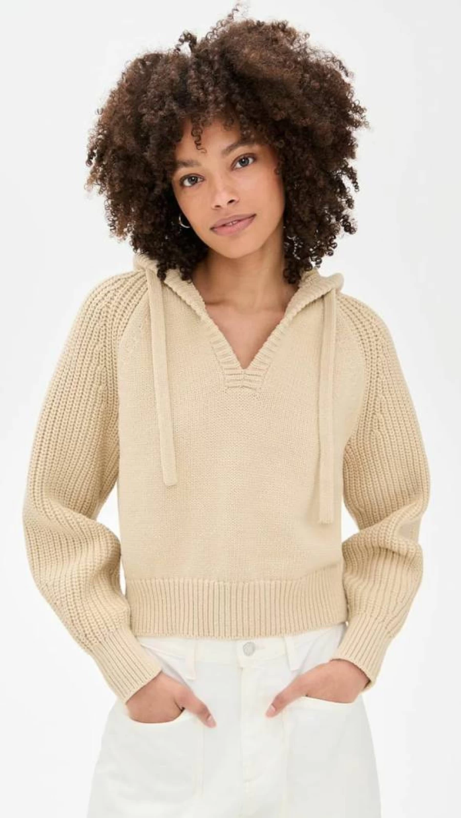 Madewell Women's V-Neck Hoodie - Soft Tape Yarn Pullover Sweatshirt for Women