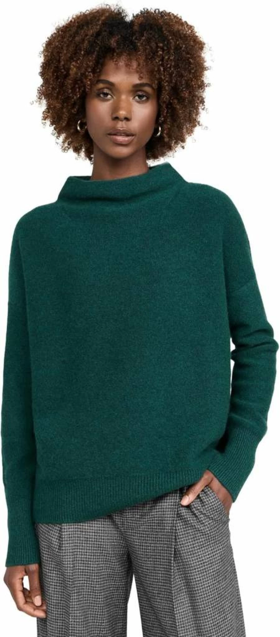 Vince Women's Funnel Neck Cashmere Pullover Sweater - Soft Boiled Wool Knit Top